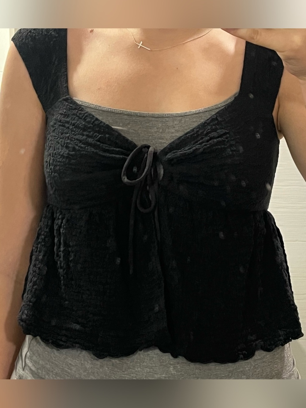 Garage black babydoll top